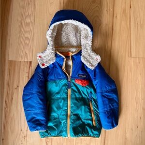 Patagonia Tribbles Blue and Teal Hooded Jacket